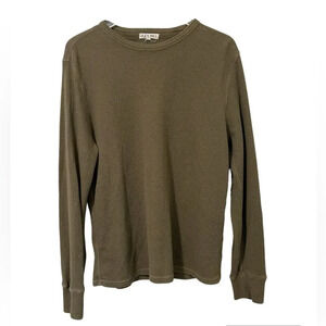 ALEX MILL Waffle Knit Long Sleeve Tee in Olive Green size‎ Large